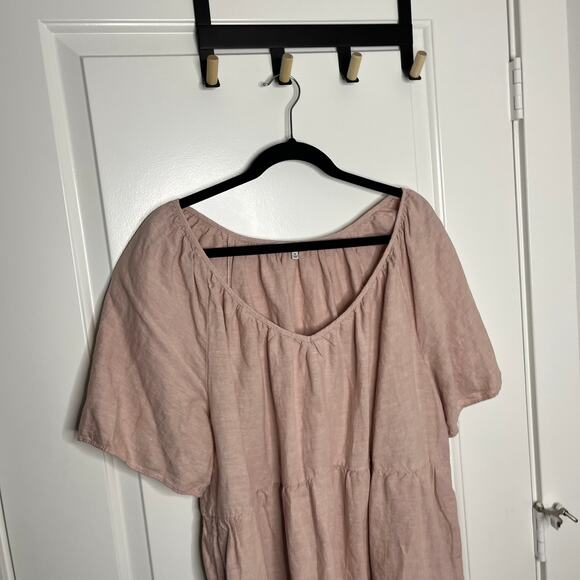 Madewell Women's Plus Lorelei Linen Blend Tiered Mini Dress Size 1X Pink - Picture 9 of 9